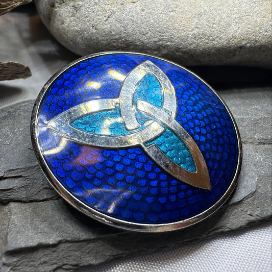 Blue Enamel Celtic Trinity Knot Brooch