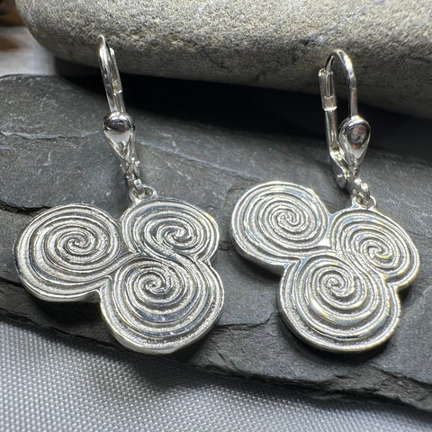 Load image into Gallery viewer, Artisan Newgrange Triple Spiral Earrings - Made in Ireland