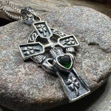 Load image into Gallery viewer, Irish Love Shamrock Claddagh Cross Necklace