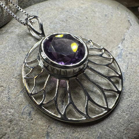 Load image into Gallery viewer, Amethyst Lotus Flower Necklace