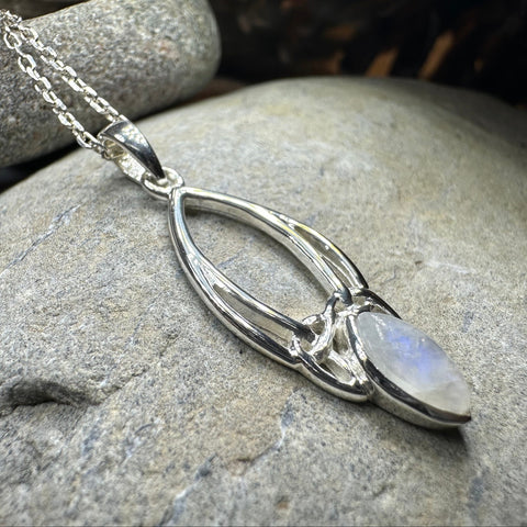 Load image into Gallery viewer, Elegant Moonstone Celtic Trinity Knot Necklace