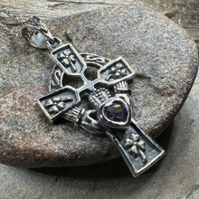 Load image into Gallery viewer, Irish Love Shamrock Claddagh Cross Necklace