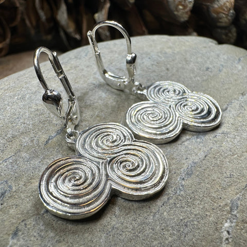 Load image into Gallery viewer, Artisan Newgrange Triple Spiral Earrings - Made in Ireland