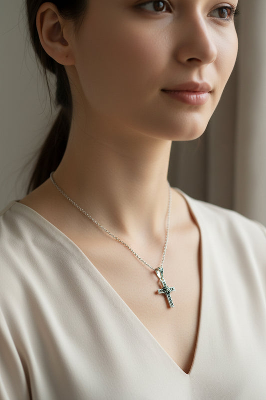 Petite Marcasite Cross Necklace
