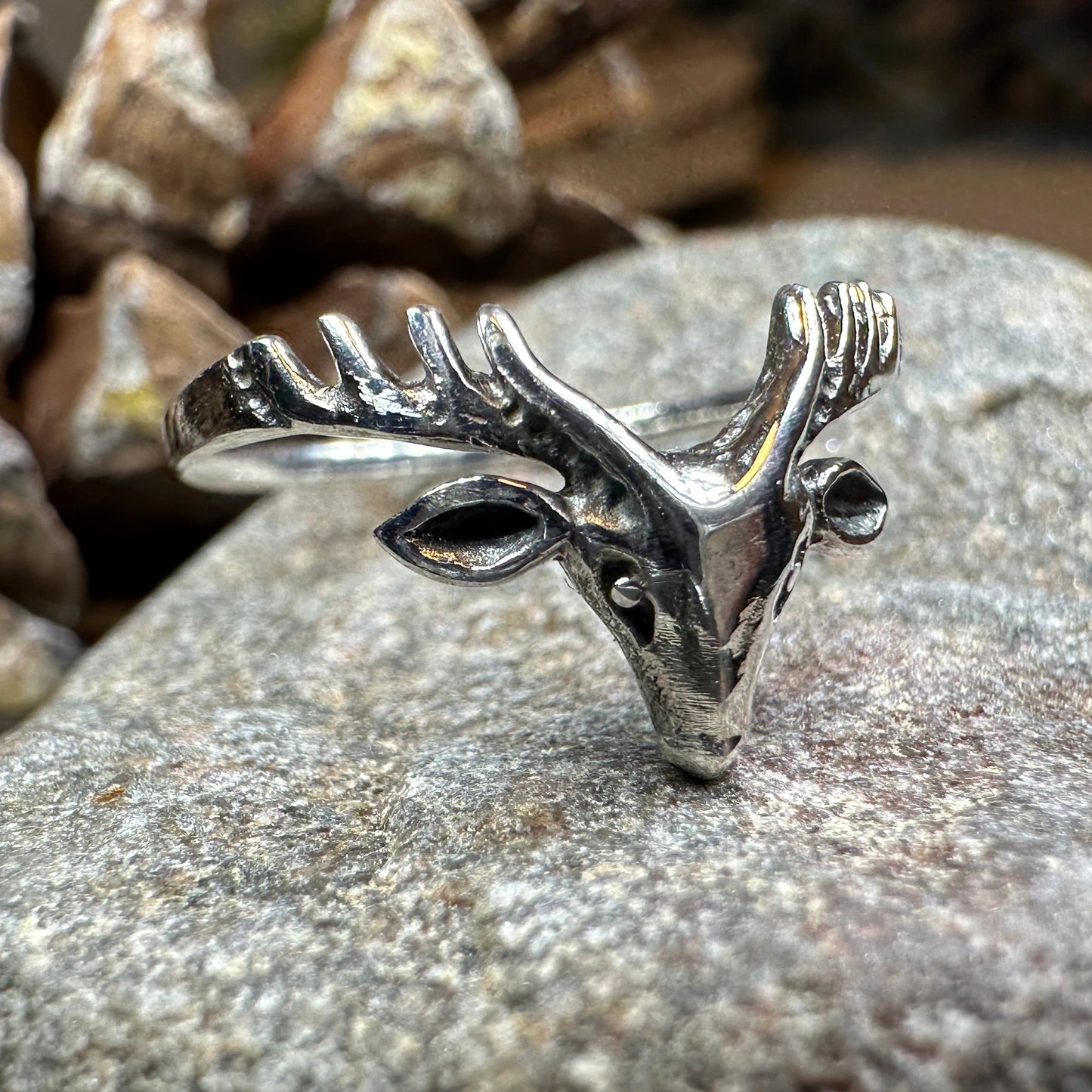 Celtic Stag Ring in Sterling Silver