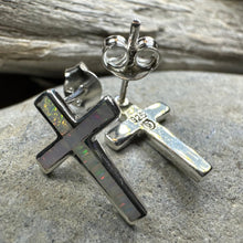 Load image into Gallery viewer, Serene Soul Opal Cross Earrings