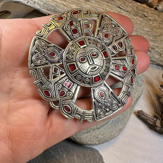 Large Frankish Limons Medieval Brooch - Sterling Silver Historical Reproduction Pin