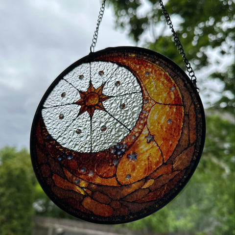 Load image into Gallery viewer, Crescent Moon & Sun Suncatcher