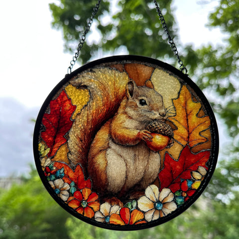Load image into Gallery viewer, Autumn Squirrel Suncatcher
