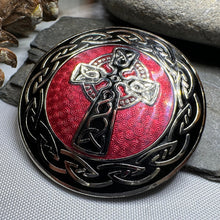Load image into Gallery viewer, Enamel Celtic Cross Round Brooch