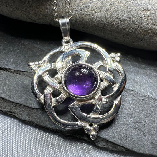 Kyrie Amethyst Celtic Knot Necklace - Handmade in Scotland