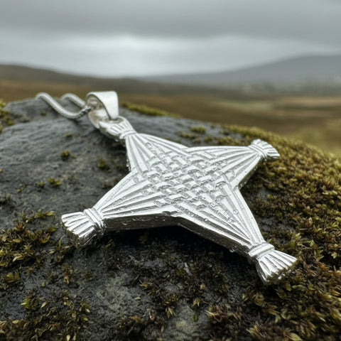 Load image into Gallery viewer, Artisan Sterling Silver Irish St. Brigid's Cross Necklace - Made in Ireland