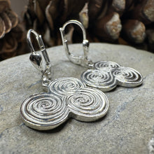 Load image into Gallery viewer, Artisan Newgrange Triple Spiral Earrings