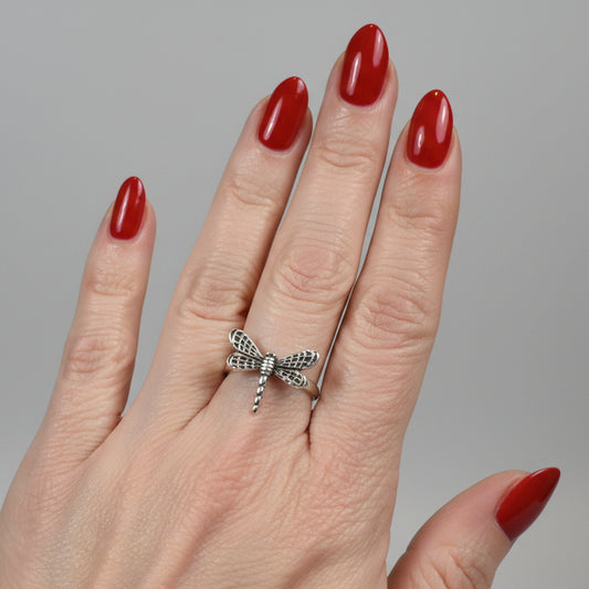 Flutter Dragonfly Ring in Sterling Silver