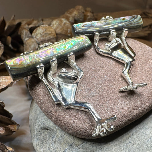 Abalone Frog Earrings