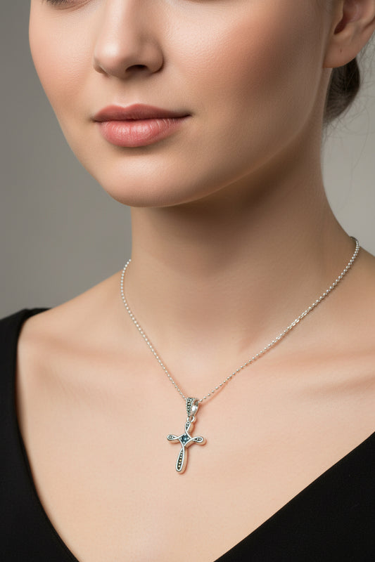 Isabeau Marcasite Cross Necklace in Sterling Silver
