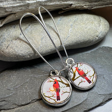 Load image into Gallery viewer, Winter Cardinal Art Earrings