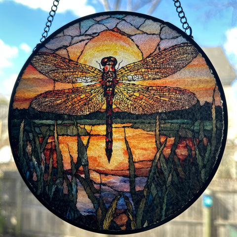 Load image into Gallery viewer, Sunset Dragonfly Suncatcher