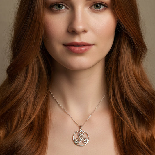 Ancient Celtic Spiral Necklace In Sterling Silver