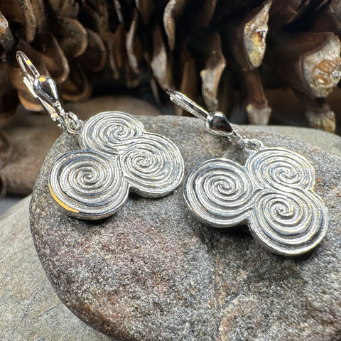 Load image into Gallery viewer, Artisan Newgrange Triple Spiral Earrings - Made in Ireland