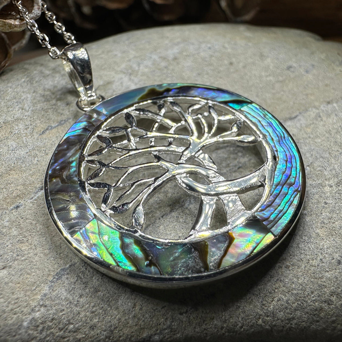 Carmina Tree of Life Shell Necklace in Sterling Silver — view 11