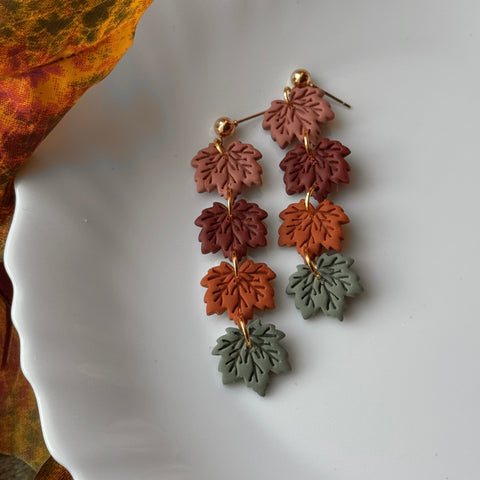 Load image into Gallery viewer, Autumn Leaves Long Dangle Earrings for Women