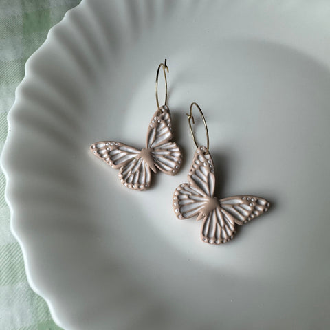 Load image into Gallery viewer, Boho Beige Butterflies Dangle Earrings for Women