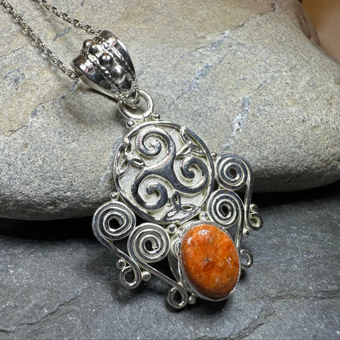 Load image into Gallery viewer, Lyria Celtic Triple Spiral Necklace in Sterling Silver