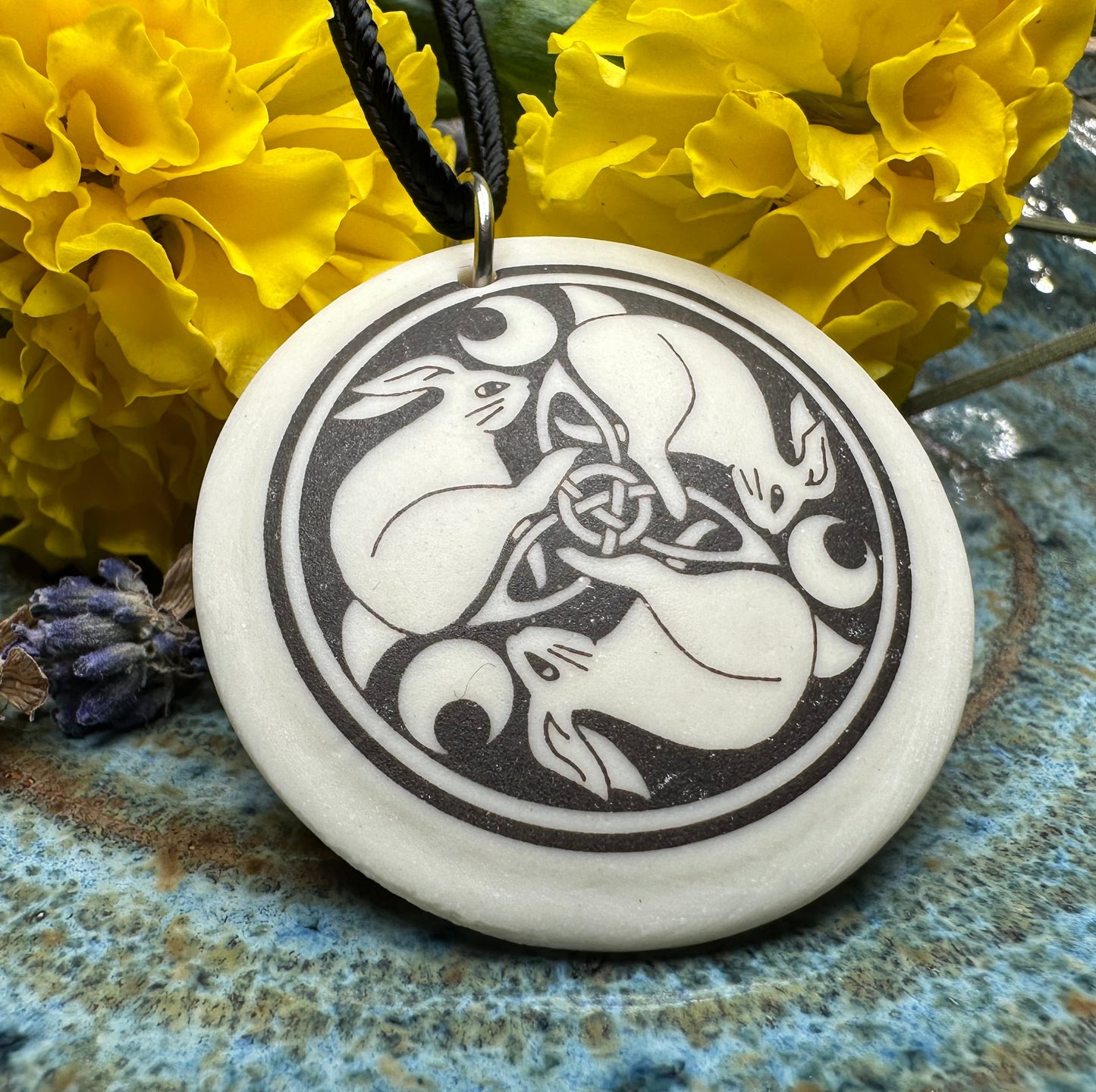 Artisan Celtic Triple Rabbit Necklace - Handmade in the U.S.A.