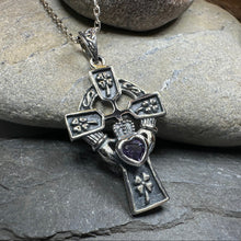 Load image into Gallery viewer, Irish Love Shamrock Claddagh Cross Necklace