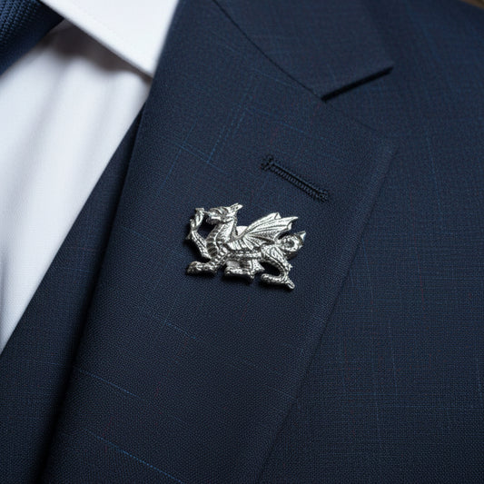Welsh Dragon Lapel Pin in Pewter