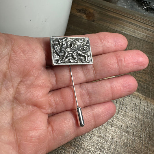 Square Welsh Dragon Lapel Stick Pin for Men