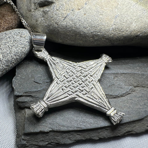 Load image into Gallery viewer, Artisan Sterling Silver Irish St. Brigid's Cross Necklace - Made in Ireland