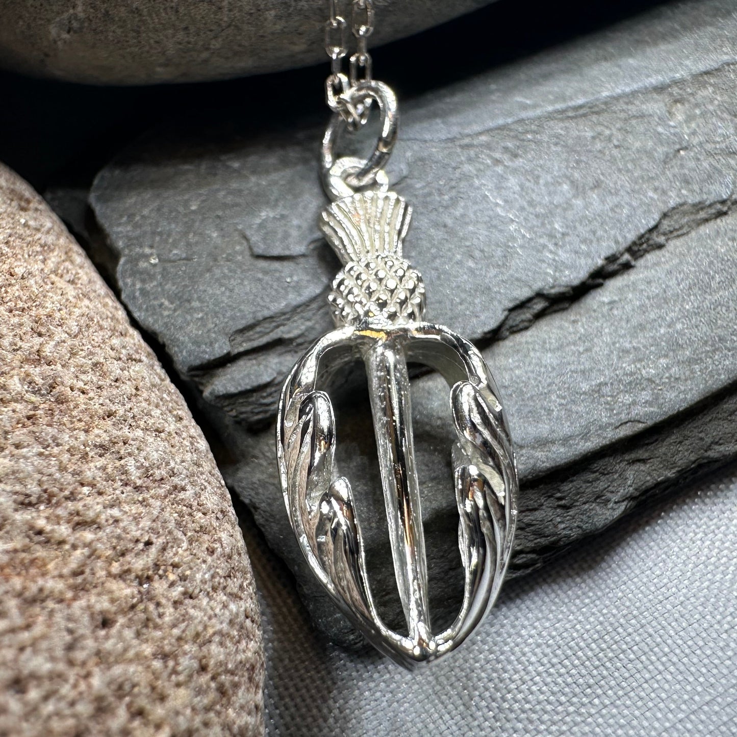 Gael Scottish Thistle Necklace in Sterling Silver