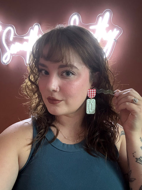 Load image into Gallery viewer, Sage Sardine Tins Dangle Earrings for Women