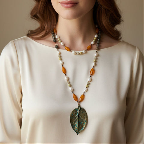 Load image into Gallery viewer, Autumn Forest Long Necklace