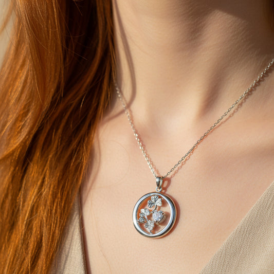Irish Shamrock Garden Necklace in Sterling Silver