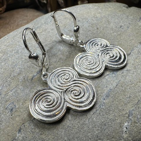 Load image into Gallery viewer, Artisan Newgrange Triple Spiral Earrings - Made in Ireland