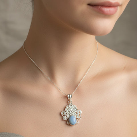 Load image into Gallery viewer, Lyria Celtic Triple Spiral Necklace in Sterling Silver