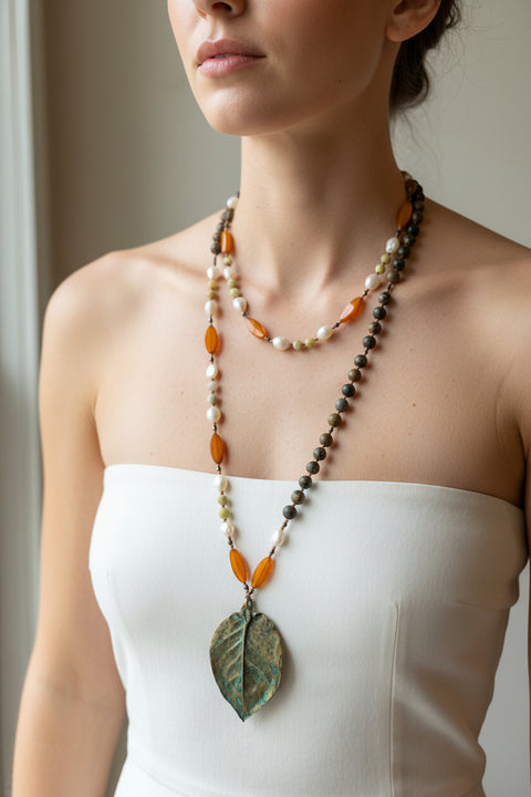 Load image into Gallery viewer, Autumn Forest Long Necklace