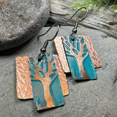 Load image into Gallery viewer, Forestmist Tree of Life Copper Earrings