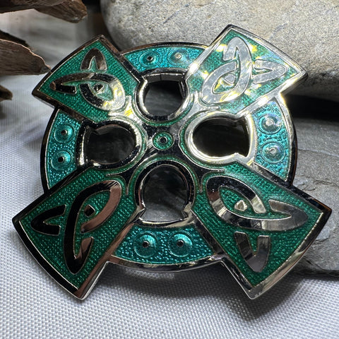 Load image into Gallery viewer, Enamel Celtic Cross Brooch
