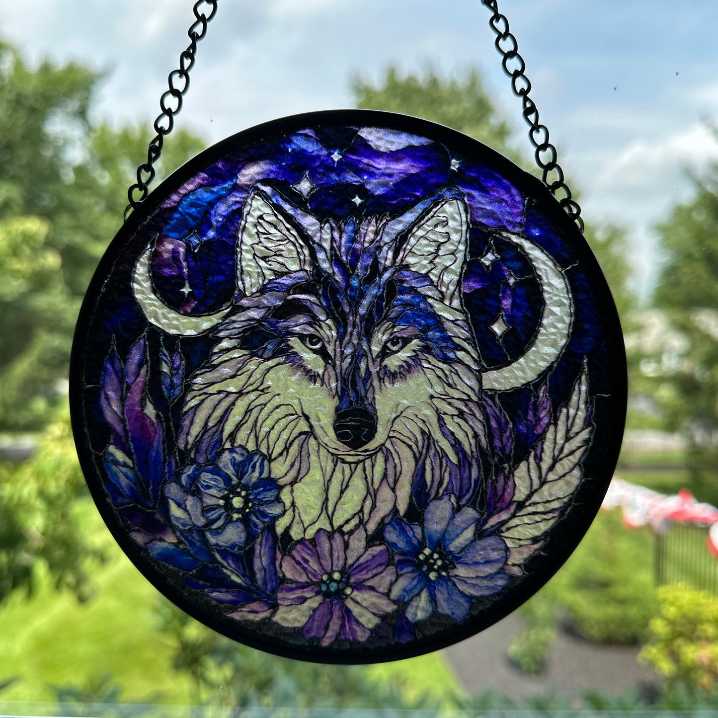 Midnight Purple Wolf Suncatcher