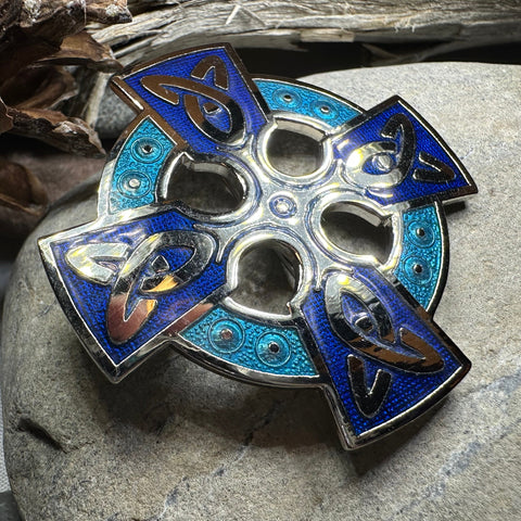 Load image into Gallery viewer, Enamel Celtic Cross Brooch