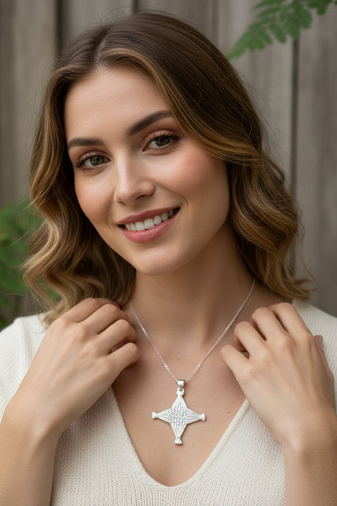 Load image into Gallery viewer, Artisan Sterling Silver Irish St. Brigid's Cross Necklace - Made in Ireland