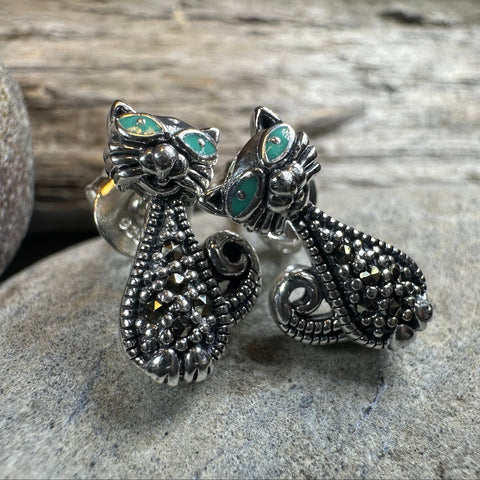 Load image into Gallery viewer, Curious Cat Stud Earrings