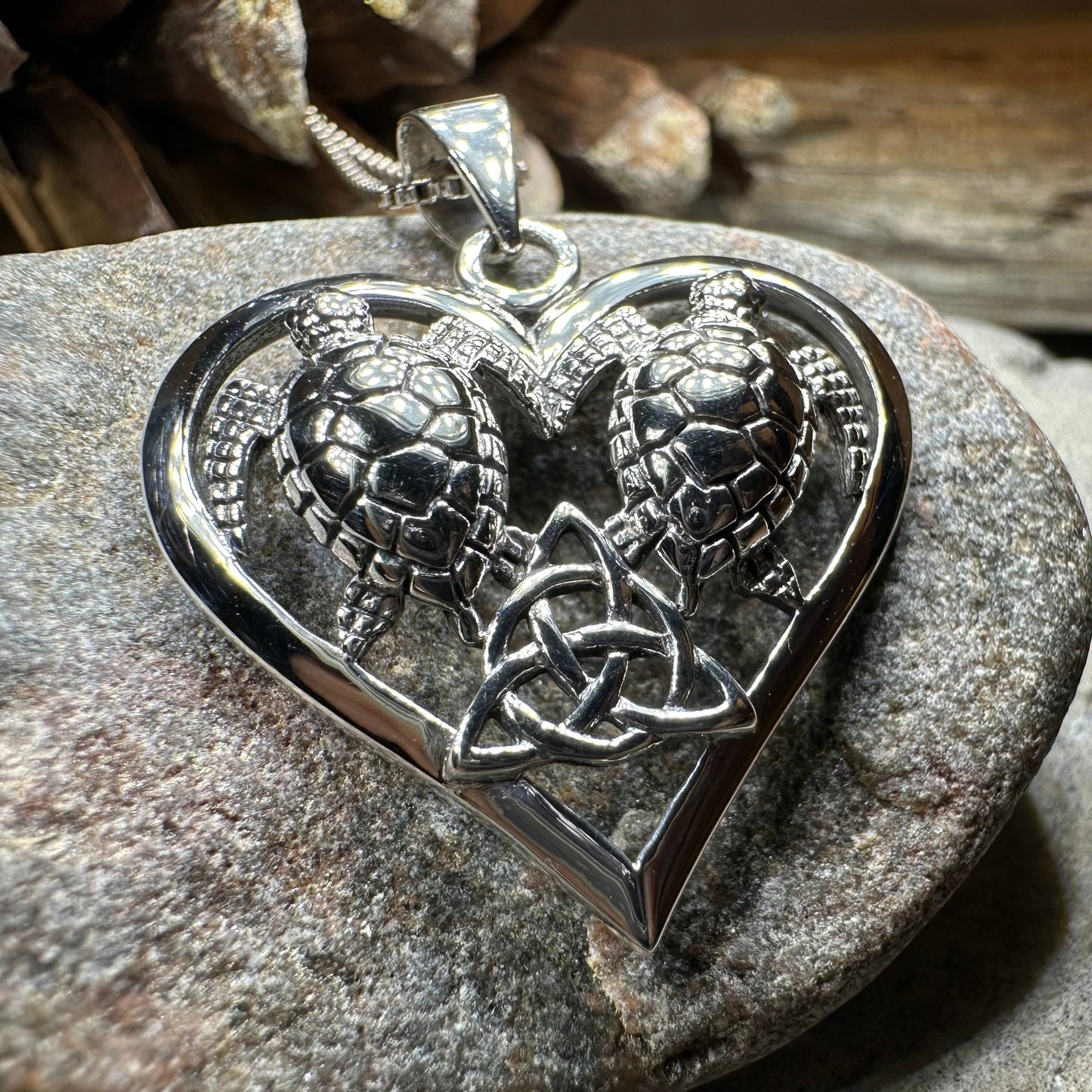 Celtic Turtle Lovers Necklace in Sterling Silver — view 8