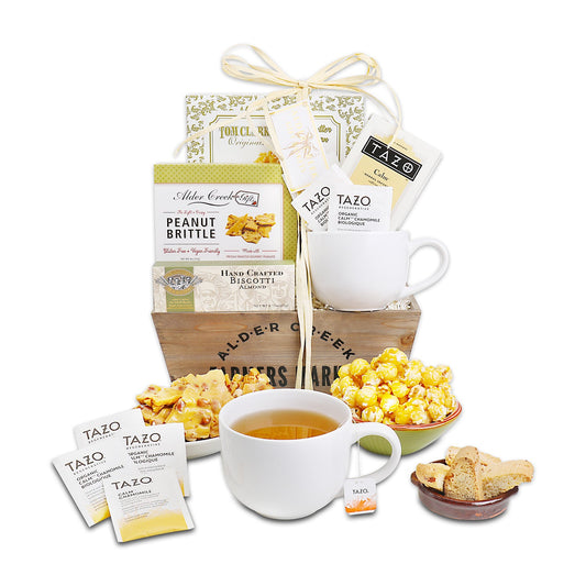 Serenity Tea Crate Gift Basket with Mug