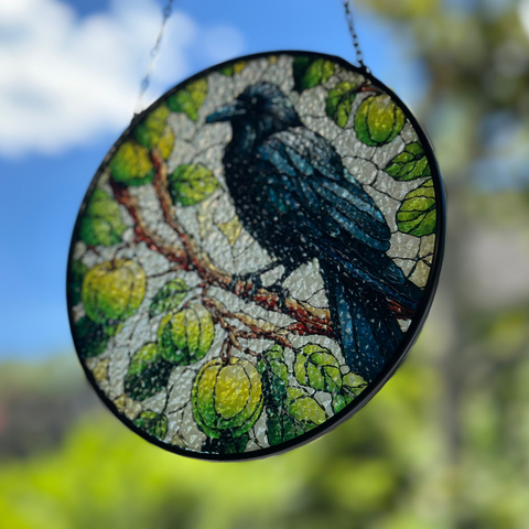 Load image into Gallery viewer, Green Raven Suncatcher