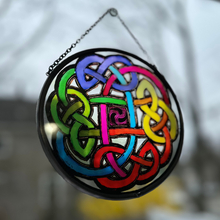 Load image into Gallery viewer, Celtic Eternal Knot Stained Glass